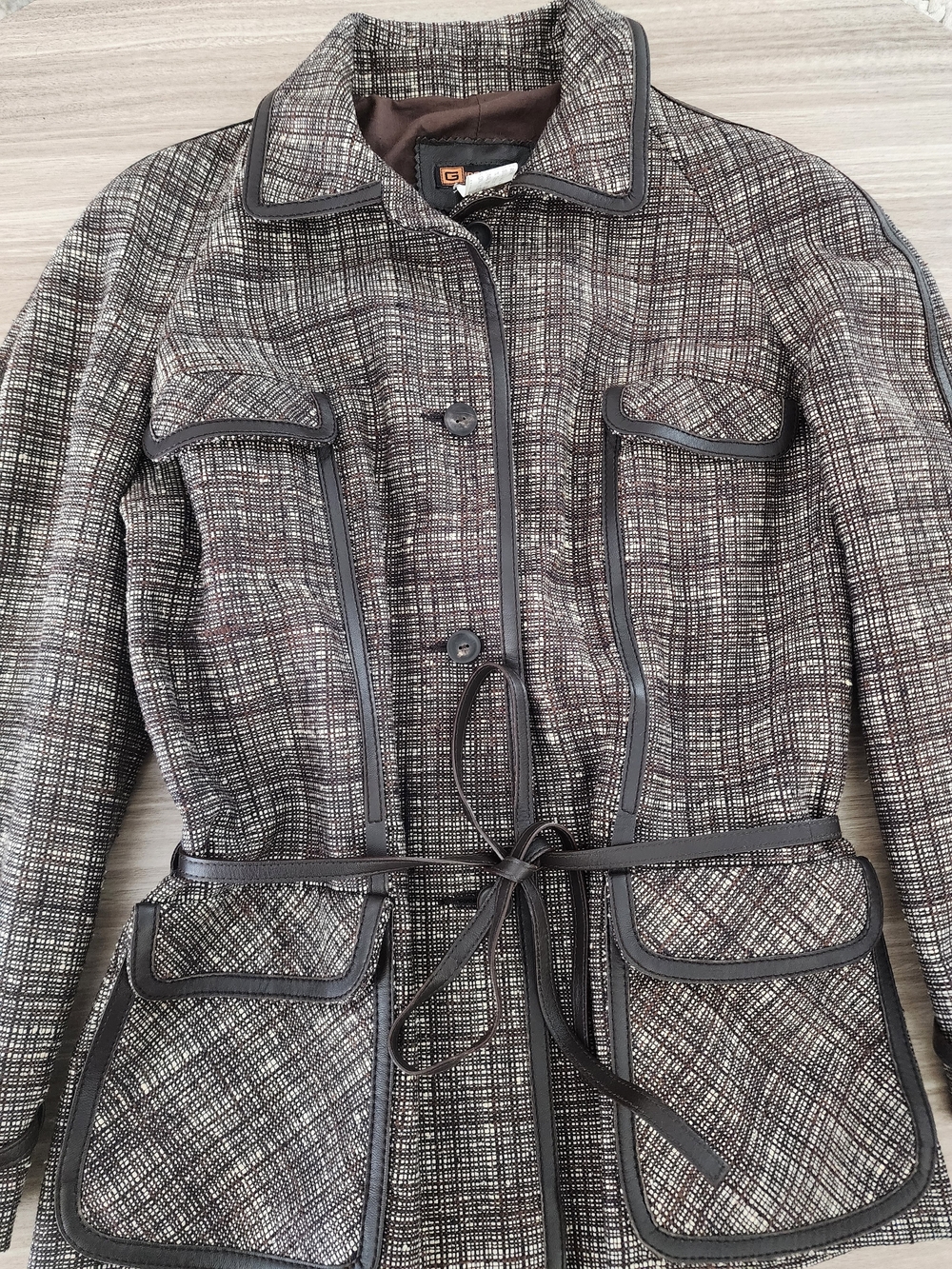Vintage Giorgio's of Palm Beach Silk Wool Sheepskin Leather Safari Jacket IT 42
